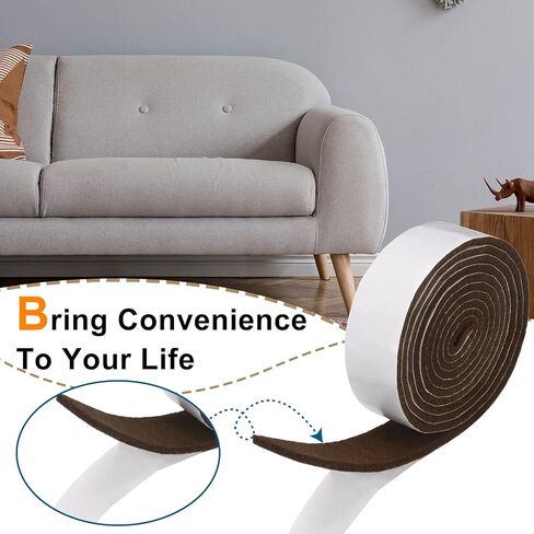 2 Packs Felt Strips with Adhesive Backing Non Slip Felt Furniture Pads Adhesive Felt Roll Felt Tape for Protecting Hardwood Floors Chair Wall Protector(120 x 2 x 0.12 Inch, Black) in Saudi Arabia