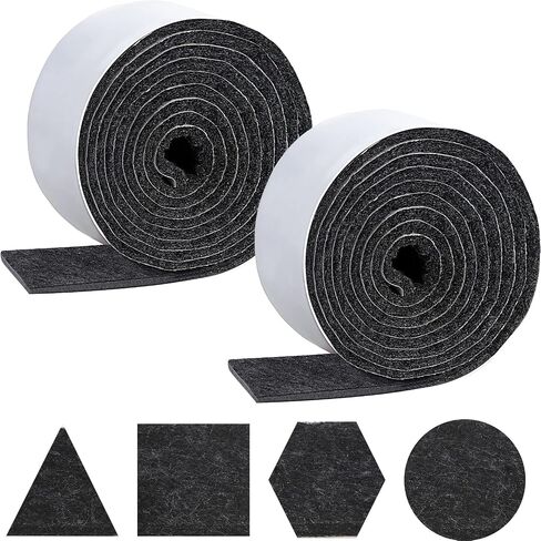 2 Packs Felt Strips with Adhesive Backing Non Slip Felt Furniture Pads Adhesive Felt Roll Felt Tape for Protecting Hardwood Floors Chair Wall Protector(120 x 2 x 0.12 Inch, Black) in Saudi Arabia