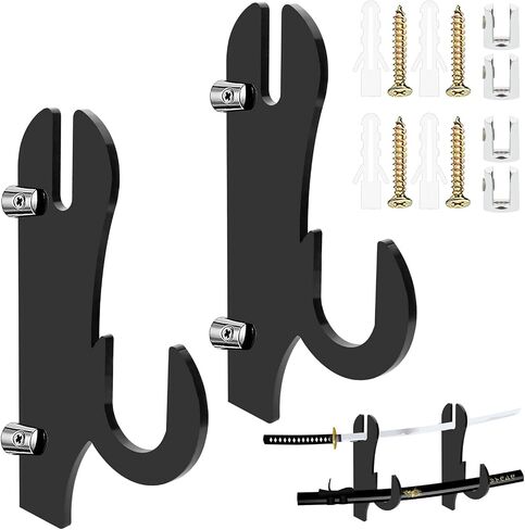 Sword Stand, Sword Hook ,Wall Mount Sword Hook Acrylic Samurai Sword Display Holder for Katana Tanto Genji Wakizashi Sword Hanger Rack, Support All Swords-1 pair Transparent in Saudi Arabia
