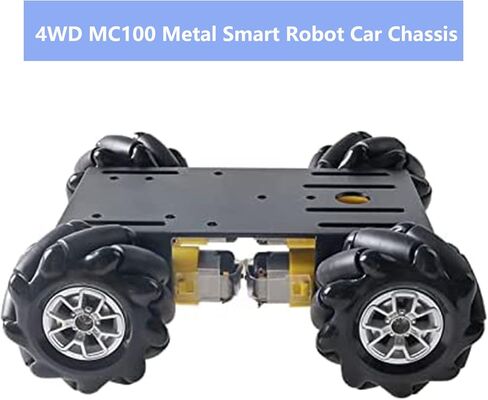 محترف 60 مم mecanum هيكل سيارة سيارة MC100 لـ Arduino/Raspberry Pi/Micobit ، جهاز التحكم عن بعد 4WD Metal Smart Robot Chassis Kit Omnidirectional Wheel مع DC TT Motor DIY Toy AI ROS STAM in Kuwait