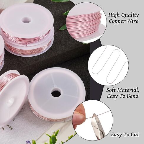Cheriswelry 24 Gauge 0.5mm Pink Copper Craft Wire for Jewelry Making 75.46 Feet Tarnish Resistant Wire Bendable Artistic Wire for Armature Sculpting Gardening Decoration in Saudi Arabia