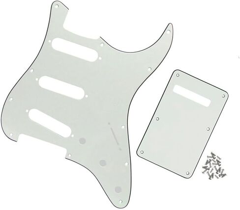 FLEOR SSS 11-Hole Electric Guitar Pickguard with Backplate and Pickguard Screws Set for ST Style Guitar Part,4Ply Black Pearl in Saudi Arabia