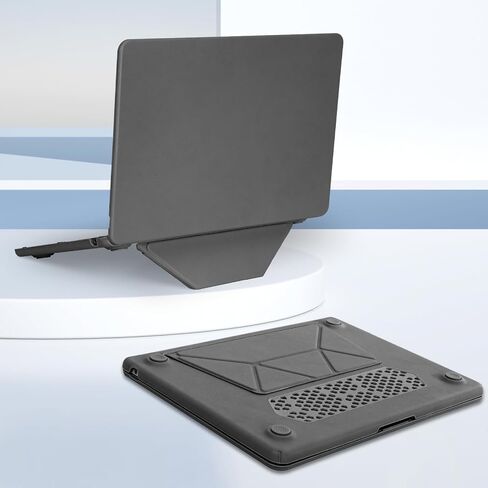 MOSISO Compatible with MacBook Air 15 inch Case 2025 2024 2023 Release M4 A3241 M3 A3114 M2 A2941 Liquid Retina Display&Touch ID, PU Leather Coated Plastic Hard Shell Case with Fold Kickstand, Black in Kuwait