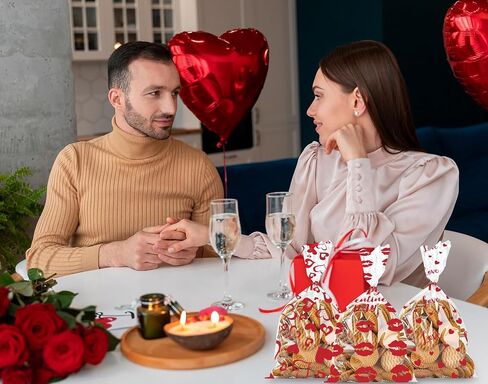150 PCS Happy Valentine's Day Cellophane Bags with Twist Ties for Gifts, Red Pink Heart Candy Bag Sweet Love Cello Treat Bages Valentines Treat Bags for Cookie Candy Goodies Wrapping Supplies in Saudi Arabia