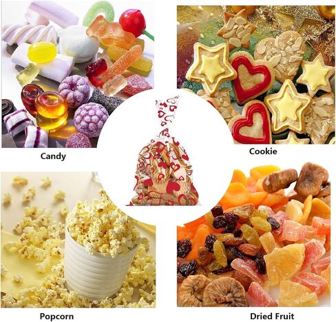 150 PCS Happy Valentine's Day Cellophane Bags with Twist Ties for Gifts, Red Pink Heart Candy Bag Sweet Love Cello Treat Bages Valentines Treat Bags for Cookie Candy Goodies Wrapping Supplies in Saudi Arabia