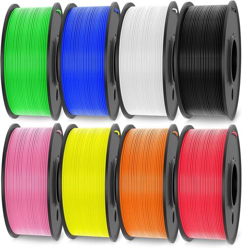 SUNLU 3D Printer Filament Bundle Multicolor PETG Filament 1.75mm, Individually Vacuum Packed, 2kg in Total, 0.25kg per Spool, 8 Pack, 8 Colors, Black+White+Blue+Green+Red+Orange+Yellow+Pink in Saudi Arabia