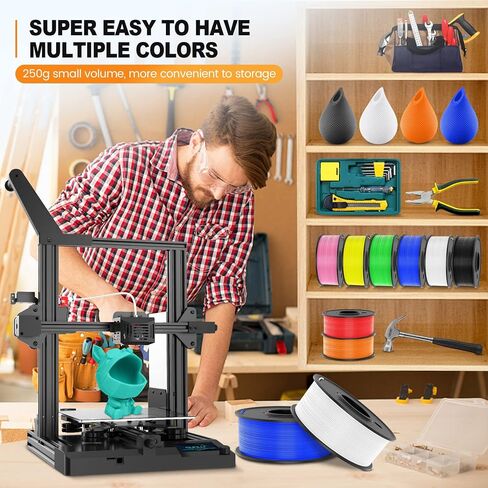 SUNLU 3D Printer Filament Bundle Multicolor PETG Filament 1.75mm, Individually Vacuum Packed, 2kg in Total, 0.25kg per Spool, 8 Pack, 8 Colors, Black+White+Blue+Green+Red+Orange+Yellow+Pink in Saudi Arabia