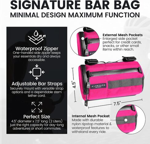 Signature Bar Bag – Midnight Black | Hard-Shell Bike Handlebar Bag with Waterproof Zippers & Adjustable Straps | Lightweight Bicycle Handlebar Bag, Compatible with Road, Gravel & MTB Bikes in Kuwait