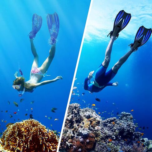 Snorkeling Gear for Adults Kids - Mask Fins Snorkel Set with Panoramic View Snorkel Mask Anti-Fog Anti-Leak, Dry Top Snorkel, Dive Flippers and Gear Bag in Saudi Arabia