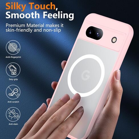 for Google Pixel 8A Case, Compatible with Magsafe, [Military Drop Protection] [Anti-Fingerprint] Slim Translucent Matte Back Durable Phone Case,Black in Kuwait