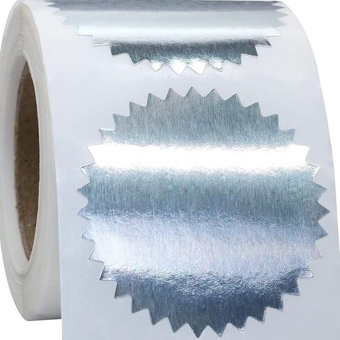 300Pcs Notary Seals Embossing Stickers, 2 inch Metallic Certificate Sealing Labels with Serrated Edge for Awards Legal (Silver) in Saudi Arabia