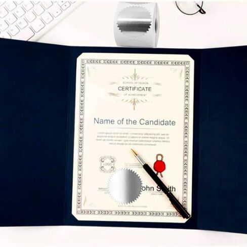 300Pcs Notary Seals Embossing Stickers, 2 inch Metallic Certificate Sealing Labels with Serrated Edge for Awards Legal (Silver) in Saudi Arabia