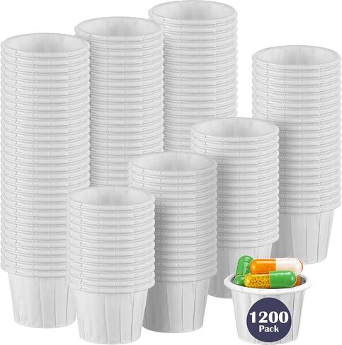 Maxcheck 300 Pcs Paper Medicine Cups 0.5 oz Disposable Paper Cups Condiment Cups Small Paper Cups Souffle Cups Portion Cup for Medicine Pills Samples, Medication Distribution, Food, Dessert Serving in Saudi Arabia