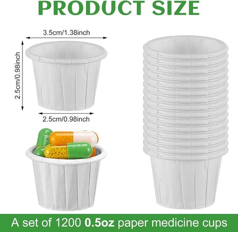 Maxcheck 300 Pcs Paper Medicine Cups 0.5 oz Disposable Paper Cups Condiment Cups Small Paper Cups Souffle Cups Portion Cup for Medicine Pills Samples, Medication Distribution, Food, Dessert Serving in Saudi Arabia