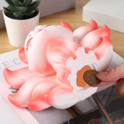 H&W Nine-Tailed Fox Piggy Bank for Kids,Unbreakable Money Bank,Cute Fox Coin Bank for Boys Girls,Best Birthday Gifts Home Decoration (Red) in Saudi Arabia