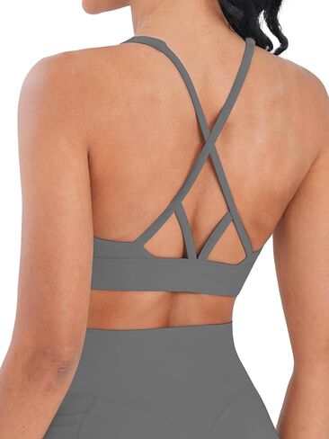Sunzel Sports Bra for Women V Neck Criss Cross Back Running Bras Removable Cups Wirefree Padded Workout Bra Yoga Gym in Kuwait
