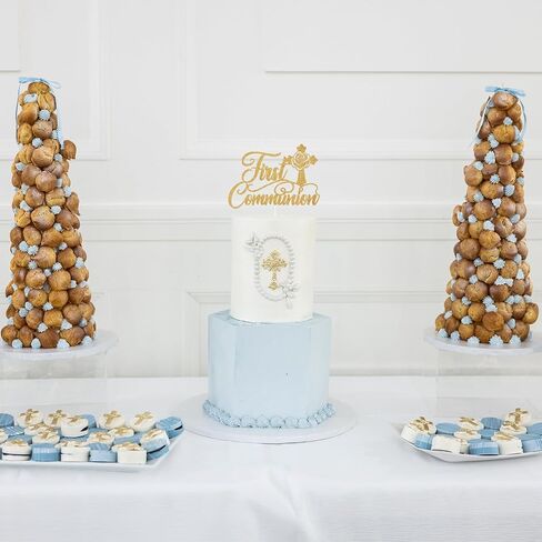 Rose Gold Glitter First Compleion Cake Topper ، يوم المعمودية/في تأكيدك ، مستلزمات زخارف حفلة عيد ميلاد الطفل المعمودية الأولى in Saudi Arabia