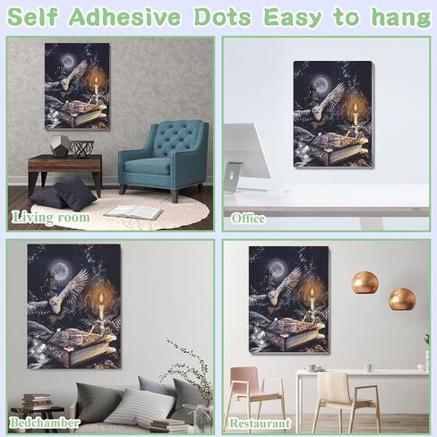 AALBLAC Framed Diamond Painting Kits for Adults - Moon Diamond Art Kits for Adults Beginners,DIY Full Drill Owl Diamond Dots Crystal Craft Kits,Gifts Decor 8x12inch(with Gift Box) in Saudi Arabia