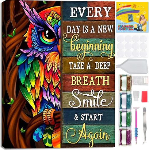 AALBLAC Framed Diamond Painting Kits for Adults - Moon Diamond Art Kits for Adults Beginners,DIY Full Drill Owl Diamond Dots Crystal Craft Kits,Gifts Decor 8x12inch(with Gift Box) in Saudi Arabia
