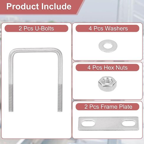 uxcell 4Sets 304 Stainless Steel Square U-Bolts, 2.44" (62mm) Inner Width 5.12" (130mm) Length M8 with Nuts, Frame Plate, Gasket for Automobiles Trailer, Ski Boat, Fishing Boat, Pipelines in Saudi Arabia