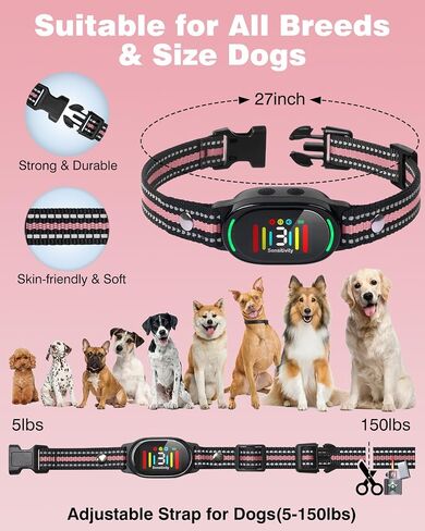 Best No Bark Collar, Dog Bark Collar for Large Medium Small Dogs,Smart Bark Collar,Rechargeable Anti Barking Training Collar with 3 Adjustable Sensitivity, IP67 Waterproof Bark Shock Collar with Beep in Saudi Arabia