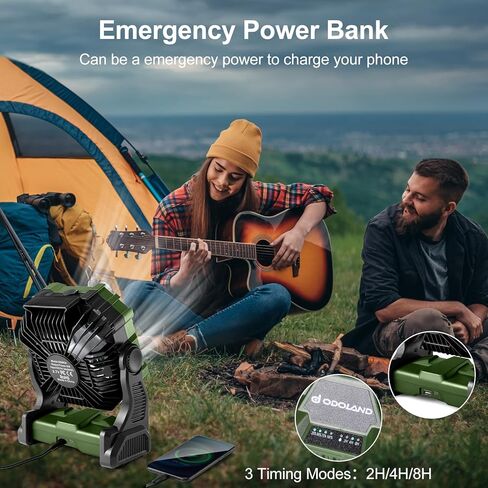 Odoland Portable Misting Fan, Camping Fan with RGB Light & 250mL Water Tank,10000mAh Battery Operated Rechargeable Mister Tent Fan with Hook, Cooling Mist Fans for Outdoor Patios Beach RV Car Summer in Kuwait