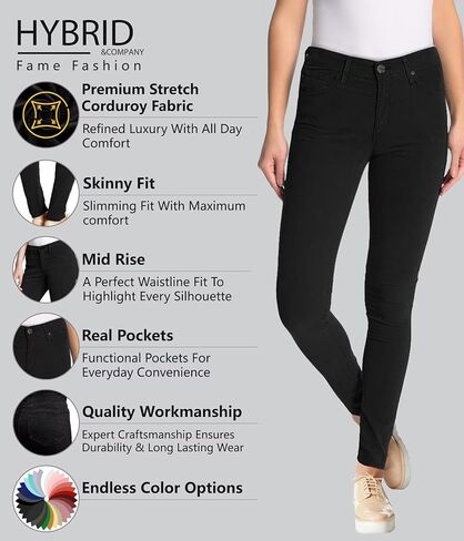Hybrid & Company Super Comfy Stretch Women 5 Pockets Corduroy Skinny Pants in Kuwait