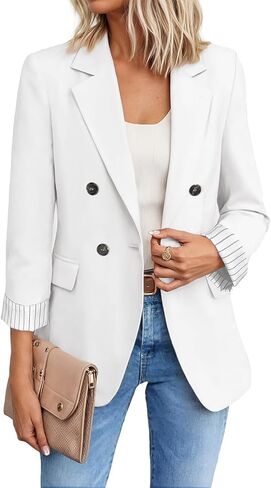 Mina Self Tweed Plaid Blazer for Women 2023 New Fall Winter Fashion Blazer Open Front Work Jacket with Pocket (S-XXL) in Kuwait
