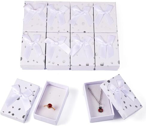 Cheriswelry 12Pcs White Gift Boxes 3.19"x1.97" Rectangle Jewelry Package Case Sponge Fill Necklace Ring Earring Box for Wedding Valentines Christmas Decoration in Saudi Arabia