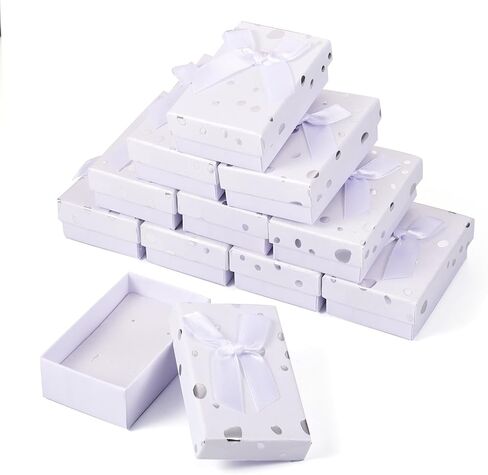 Cheriswelry 12Pcs White Gift Boxes 3.19"x1.97" Rectangle Jewelry Package Case Sponge Fill Necklace Ring Earring Box for Wedding Valentines Christmas Decoration in Saudi Arabia