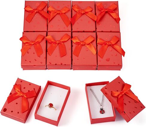 Cheriswelry 12Pcs White Gift Boxes 3.19"x1.97" Rectangle Jewelry Package Case Sponge Fill Necklace Ring Earring Box for Wedding Valentines Christmas Decoration in Saudi Arabia
