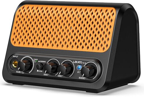 Mini Guitar Amp,LEKATO 10W Portable Electric Guitar Amplifier with Clean & Overdrive Channel,Reverb,Bluetooth Small Guitar Amp for Practice (Black-White) in Saudi Arabia