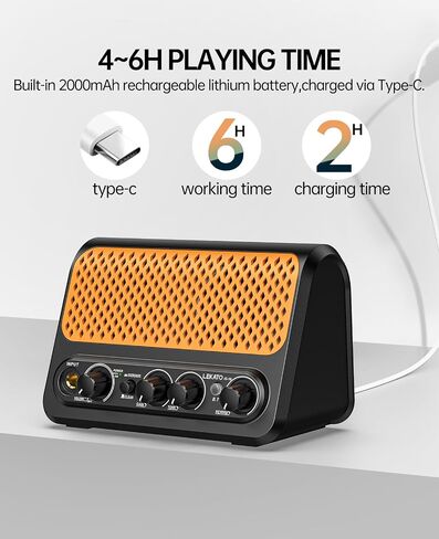 Mini Guitar Amp,LEKATO 10W Portable Electric Guitar Amplifier with Clean & Overdrive Channel,Reverb,Bluetooth Small Guitar Amp for Practice (Black-White) in Saudi Arabia