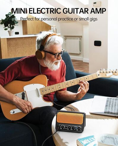 Mini Guitar Amp,LEKATO 10W Portable Electric Guitar Amplifier with Clean & Overdrive Channel,Reverb,Bluetooth Small Guitar Amp for Practice (Black-White) in Saudi Arabia
