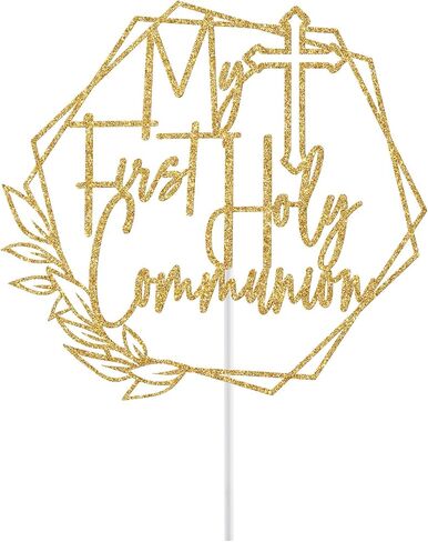 My First Holy Communion Cake Topper, Baptism Cake Decor, God Bless, Wedding Christening Baptism Baby Shower 1st Birthday Party Decorations (Gold Glitter) in Saudi Arabia