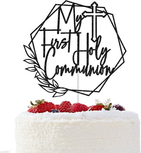 My First Holy Communion Cake Topper, Baptism Cake Decor, God Bless, Wedding Christening Baptism Baby Shower 1st Birthday Party Decorations (Gold Glitter) in Saudi Arabia