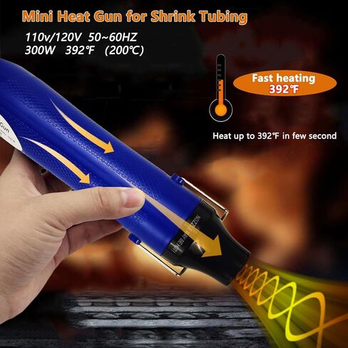 580 Pcs Heat Shrink Tubing Kit,Mini Heat Gun for Shrink Tubing,300W/392℉ Heat Shrink Gun,2:1 Wire Shrink Wrap Tubing for Wires,Shrink Wrap and Cable Repair. in Saudi Arabia