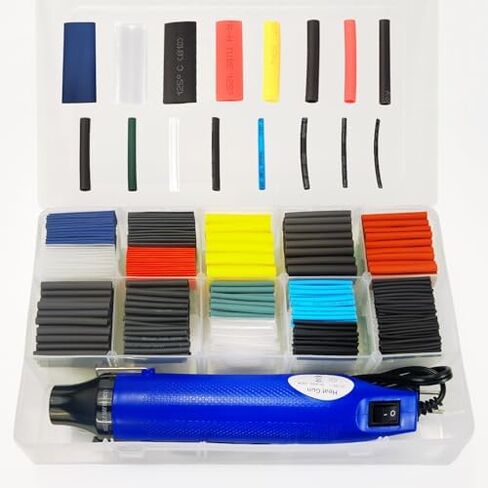 580 Pcs Heat Shrink Tubing Kit,Mini Heat Gun for Shrink Tubing,300W/392℉ Heat Shrink Gun,2:1 Wire Shrink Wrap Tubing for Wires,Shrink Wrap and Cable Repair. in Saudi Arabia
