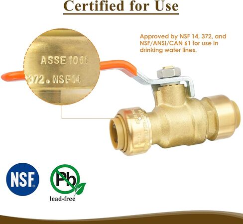 3/4" Shut Off Valve for PEX, Copper, CPVC Pipe, Push to Connect Ball Valve, Brass Plumbing Fitting with Upgraded Stiffener with Disconnect Clip(2 Pack) in Saudi Arabia