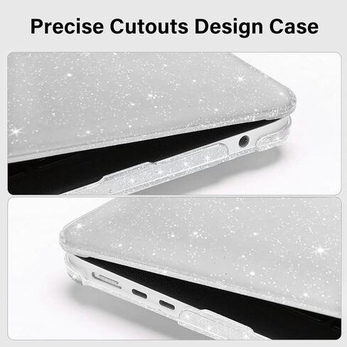 MOSISO Compatible with MacBook Air 15 inch Case 2025 2024 2023 Release M4 A3241 M3 A3114 M2 A2941, Glitter Sparkly Protective Plastic Hard Shell Case&Keyboard Cover&Screen Protector, Transparent in Saudi Arabia