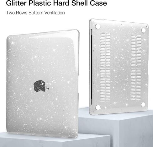 MOSISO Compatible with MacBook Air 15 inch Case 2025 2024 2023 Release M4 A3241 M3 A3114 M2 A2941, Glitter Sparkly Protective Plastic Hard Shell Case&Keyboard Cover&Screen Protector, Transparent in Saudi Arabia