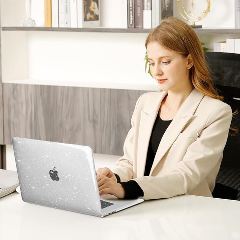 MOSISO Compatible with MacBook Air 15 inch Case 2025 2024 2023 Release M4 A3241 M3 A3114 M2 A2941, Glitter Sparkly Protective Plastic Hard Shell Case&Keyboard Cover&Screen Protector, Transparent in Saudi Arabia