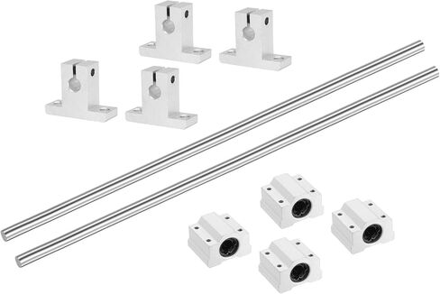 uxcell 2 Pcs 8mm x 700mm Linear Motion Rail Shaft Slide Guide with 4 Pcs SCS8UU Bearings and 4 Pcs SK8 Rail Support Linear Motion Rod Shaft Guide Set for CNC Machine 3D Printer, Silver in Saudi Arabia