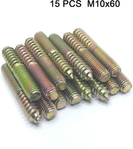 Hanger Bolt M10x80 Double Headed Bolt Self-Tapping Screw for Furniture 15Pcs in Saudi Arabia