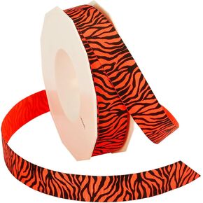 MORTX RIBBON NEON ZEBRA GROSGRAIN RIBBON ، 3/8 بوصة في 20 ياردة ، اليوسفي ، (33809/20-629)