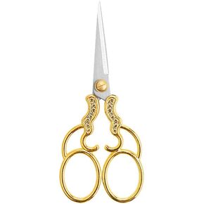 5" Vintage Scissors All Purpose, Stainless Steel Scissors for Scrapbook Albums, Small Sewing Scissors for Home Office Studio Craft Art Work Handicraft Cutting Paper DIY Tool Brassy in Kuwait