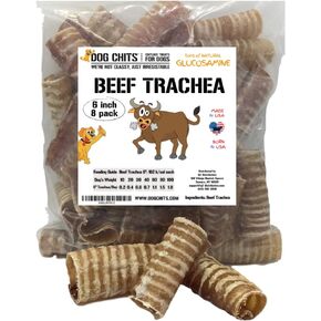 Dog Chits Beef Trachea Chews for Dogs – All-Natural,1 Pound, Healthy Treats for Joint Support, Digestible Rawhide-Free Supplement for Canine Chewers, Dehydrated, Large & Small Dogs, 3-4 Inch Rolls