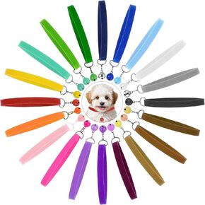 طوق هريرة 20pcs مع جرس ، طوق جرو قابل للتعديل ، الياقات القاسية الناعمة لجرى حديثي الولادة والقطط ، طوق جرو مع الجرس (13.78 بوصة ، متعدد الألوان)