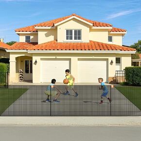 Net Drainway لـ Kids Safety - Lutico 20 'Wide 40 "، واقي ممر طويل القامة مع شريط عاكس عالي الرؤية ، وشبكة الممرات لإيقاف كرات السلة من الشارع ، وسهلة التثبيت （Ebony）