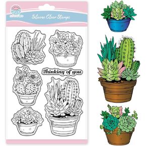 Globleland Cactus ختمات واضحة للاصطدام بقسوة ختمات النباتات المصنوعة من السيليكون النباتية